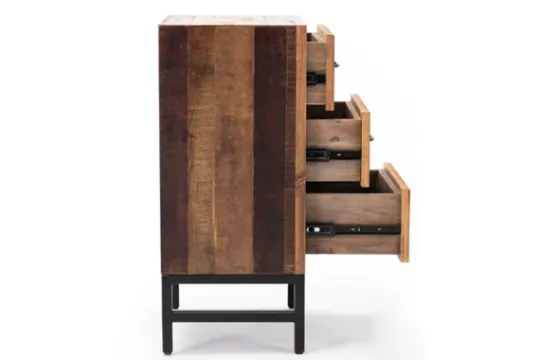 Kirkland's Home Oak Wood Chevron 3-Drawer Nightstand- Nightstands