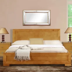 Kirkland's Home Oak Wood King Platform Bed And 2-Nightstand Set- Beds & Headboards