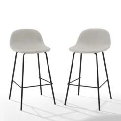 Kirkland's Home Oatmeal Linen Slope Back Counter Stools, Set Of 2- Bar Stools & Counter Height Stools