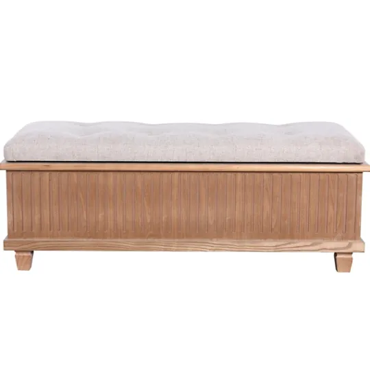 Kirkland's Home Oatmeal Tweed Tufted Storage Bench- Benches & Ottomans