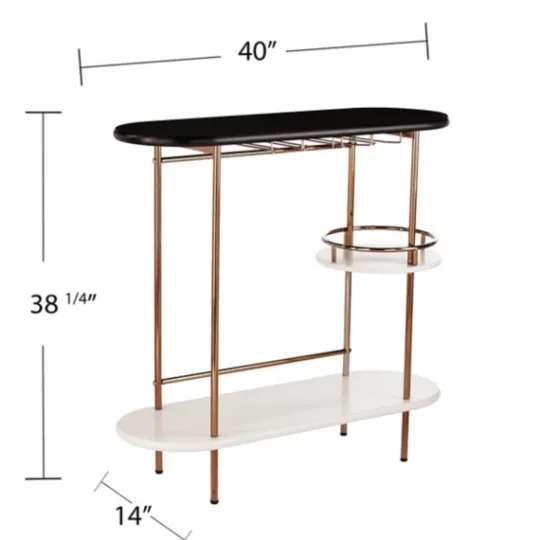 Kirkland's Home Oblong Gold Metal Frame Bar Cart- Kitchen Islands & Bar Carts