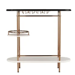 Kirkland's Home Oblong Gold Metal Frame Bar Cart- Kitchen Islands & Bar Carts
