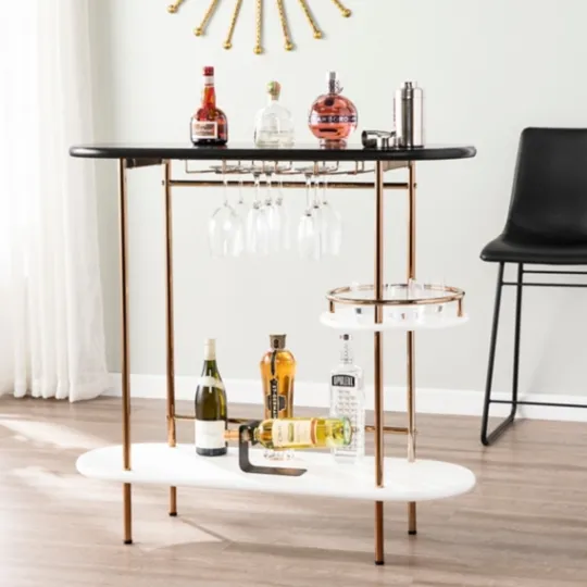 Kirkland's Home Oblong Gold Metal Frame Bar Cart- Kitchen Islands & Bar Carts