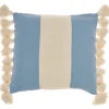 Kirkland's Home Ocean And Ivory Striped Tassel Pillow- Pillows