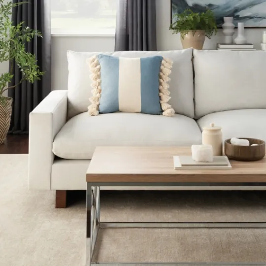 Kirkland's Home Ocean And Ivory Striped Tassel Pillow- Pillows