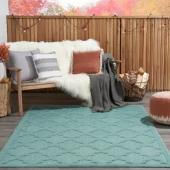 Kirkland's Home Ocean Aqua Trellis Outdoor Area Rug, 4X6- Outdoor Rugs