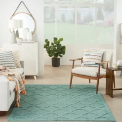 Kirkland's Home Ocean Aqua Trellis Outdoor Area Rug, 4X6- Outdoor Rugs