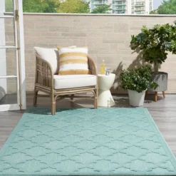 Kirkland's Home Ocean Aqua Trellis Outdoor Area Rug, 4X6- Outdoor Rugs