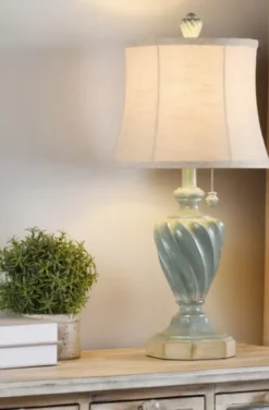 Kirkland's Home Ocean Blue And Gold Table Lamp- Table Lamps