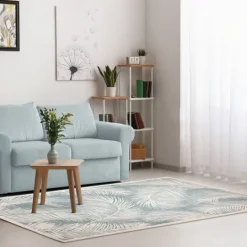 Kirkland's Home Ocean Blue Palm Leaves Outdoor Area Rug, 6X9- Outdoor Rugs