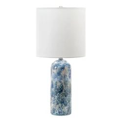 Kirkland's Home Ocean Blues Mottled Pillar Table Lamp- Table Lamps
