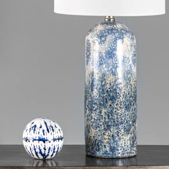 Kirkland's Home Ocean Blues Mottled Pillar Table Lamp- Table Lamps