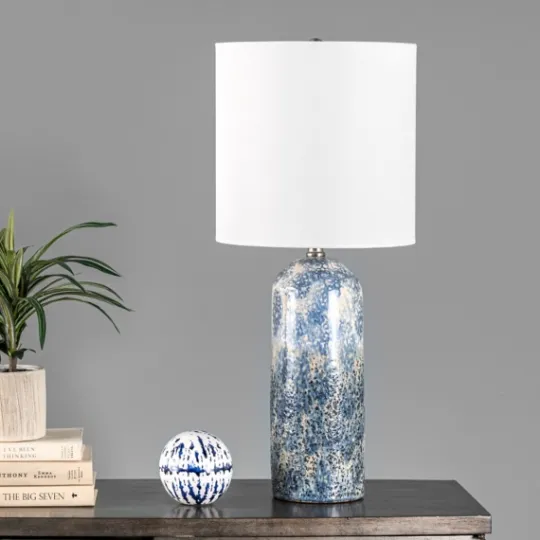 Kirkland's Home Ocean Blues Mottled Pillar Table Lamp- Table Lamps