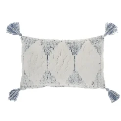 Kirkland's Home Ocean Stripe Diamond Tassels Cotton Lumbar Pillow- Pillows