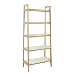 Kirkland's Home Off White Wood Shelves With Natural Frame Bookcase- Bookshelves