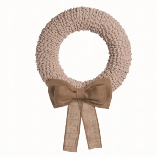 Kirkland's Home Off-White Foam Textured Wreath With Burlap Bow- Wreaths