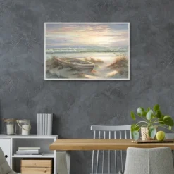 Kirkland's Home Old Rowboat On The Shore Framed Canvas Art Print- Framed Art
