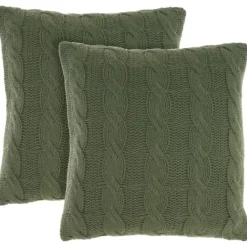 Kirkland's Home Olive Cable Knit Throw Pillows, Set Of 2- Pillows