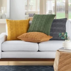 Kirkland's Home Olive Cable Knit Throw Pillows, Set Of 2- Pillows