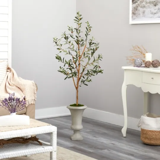 Kirkland's Home Olive Tree In Sandy Urn Planter- Trees & Topiaries