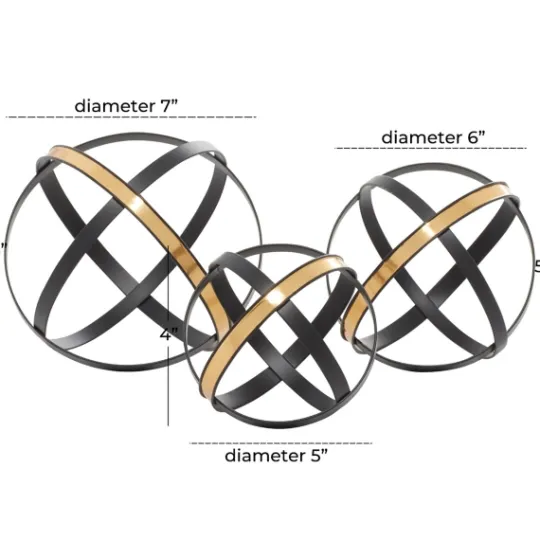 Kirkland's Home Onyx And Gold 3-Pc. Orb Sculpture Set- Statues & Figurines