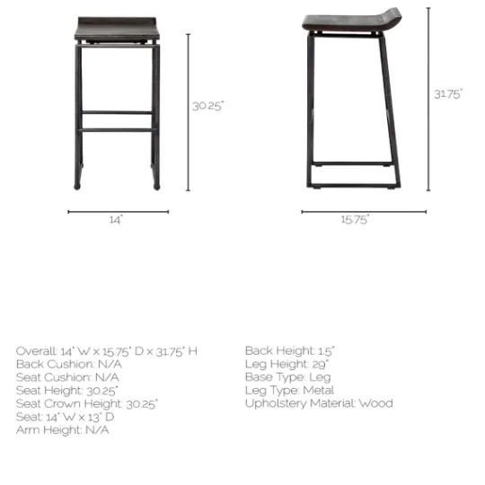 Kirkland's Home Onyx Modern Metal Curve Seat Bar Stool- Bar Stools & Counter Height Stools