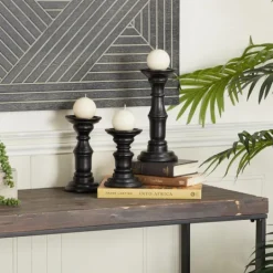 Kirkland's Home Onyx Turned Wood 3-Pc. Candle Holder Set- Candle Holders