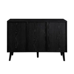 Kirkland's Home Onyx Wood And Natural Rattan Doors Sideboard- Cabinets & Sideboards