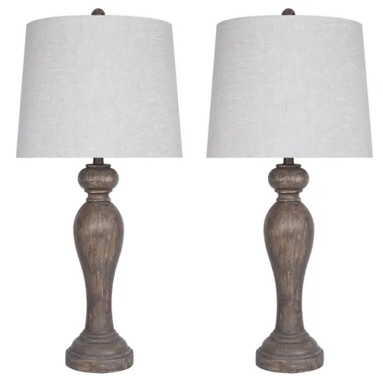 Kirkland's Home Opal Rustic Wood Table Lamps, Set Of 2- Table Lamps