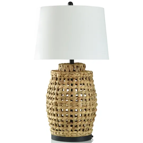Kirkland's Home Open Weave Water Hyacinth Table Lamp- Table Lamps