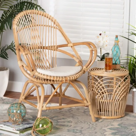 Kirkland's Home Open Woven Rattan Accent Chair- Accent Chairs