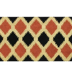 Kirkland's Home Orange And Black Western Diamond Doormat- Doormats