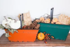 Kirkland's Home Orange And Teal Metal Bins, Set Of 2- Baskets & Boxes