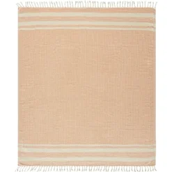 Kirkland's Home Orange And White Stripes Cotton Throw- Blankets & Throws