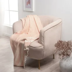 Kirkland's Home Orange And White Stripes Cotton Throw- Blankets & Throws