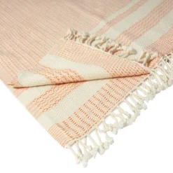 Kirkland's Home Orange And White Stripes Cotton Throw- Blankets & Throws