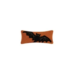Kirkland's Home Orange Hook Knit Bat Halloween Mini Lumbar Pillow- Pillows
