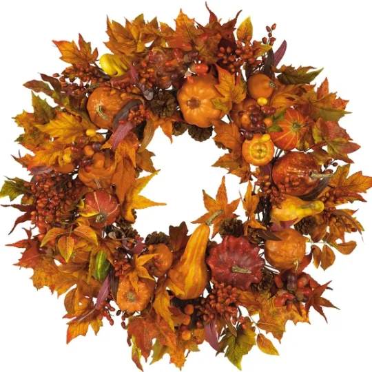 Kirkland's Home Orange Pumpkin Gourd And Berry Wreath- Wreaths