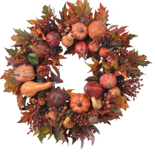 Kirkland's Home Orange Pumpkin Gourd And Berry Wreath- Wreaths