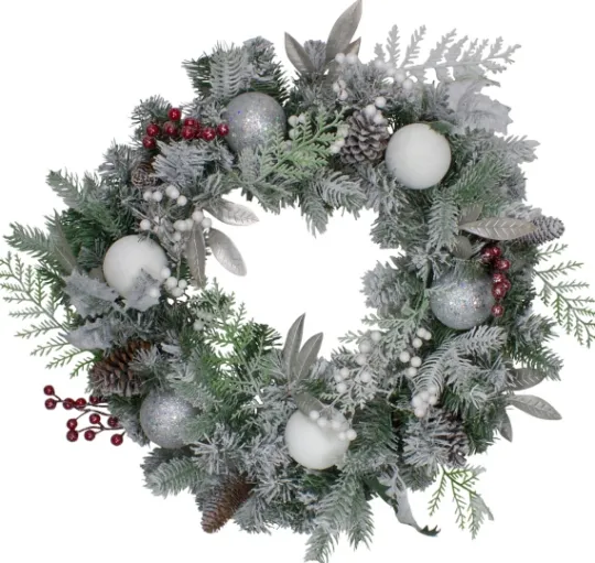 Kirkland's Home Ornaments And Frosted Cedar Berries Wreath- Wreaths