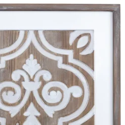 Kirkland's Home Ornate Carved Wood Tile Framed Wall Plaque- Wall Plaques