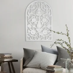 Kirkland's Home Ornate Floral Wooden Arch Wall Plaque- Wall Plaques