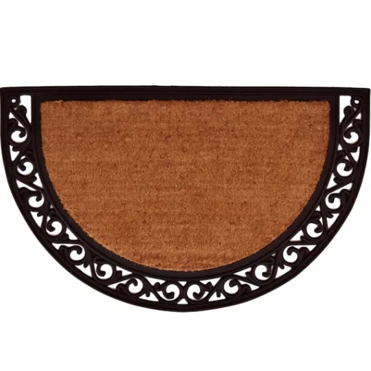 Kirkland's Home Ornate Scroll Coir And Rubber Half Circle Doormat- Doormats