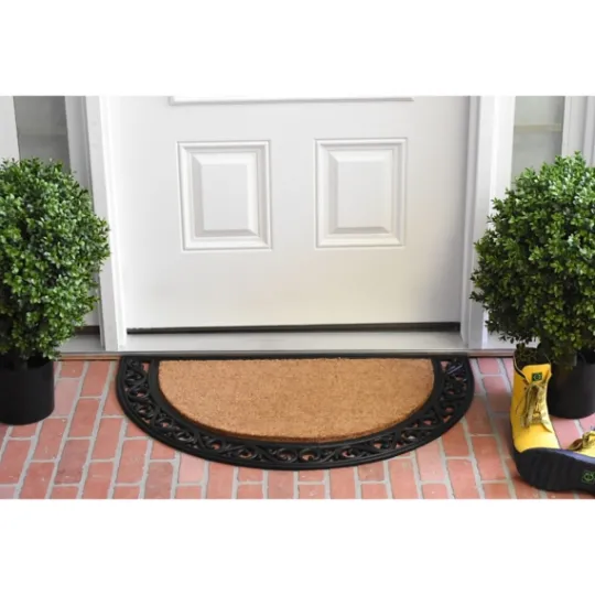 Kirkland's Home Ornate Scroll Coir And Rubber Half Circle Doormat- Doormats