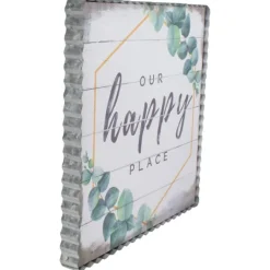 Kirkland's Home Our Happy Place Metal Frame Canvas Wall Plaque- Wall Quotes & Signs