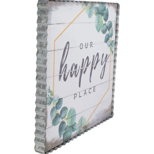 Kirkland's Home Our Happy Place Metal Frame Canvas Wall Plaque- Wall Quotes & Signs