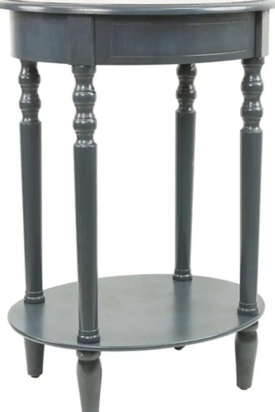Kirkland's Home Oval Antique Navy Accent Table- Accent & End Tables