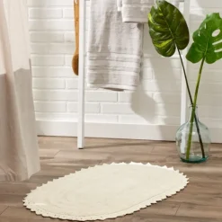 Kirkland's Home Oval Classic Crochet Bath Mat- Bathroom Rugs