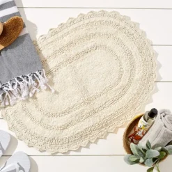 Kirkland's Home Oval Classic Crochet Bath Mat- Bathroom Rugs