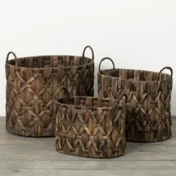 Kirkland's Home Oval Dark Woven Baskets, Set Of 3- Baskets & Boxes
